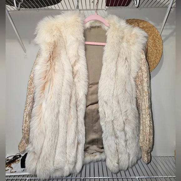 Real Genuine Fox Fur coat jacket vest fluffy trendy luxury 2 in 1 - Picture 3 of 9